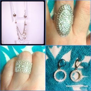 Lot of Fashion Jewelry pearl necklace silver bling